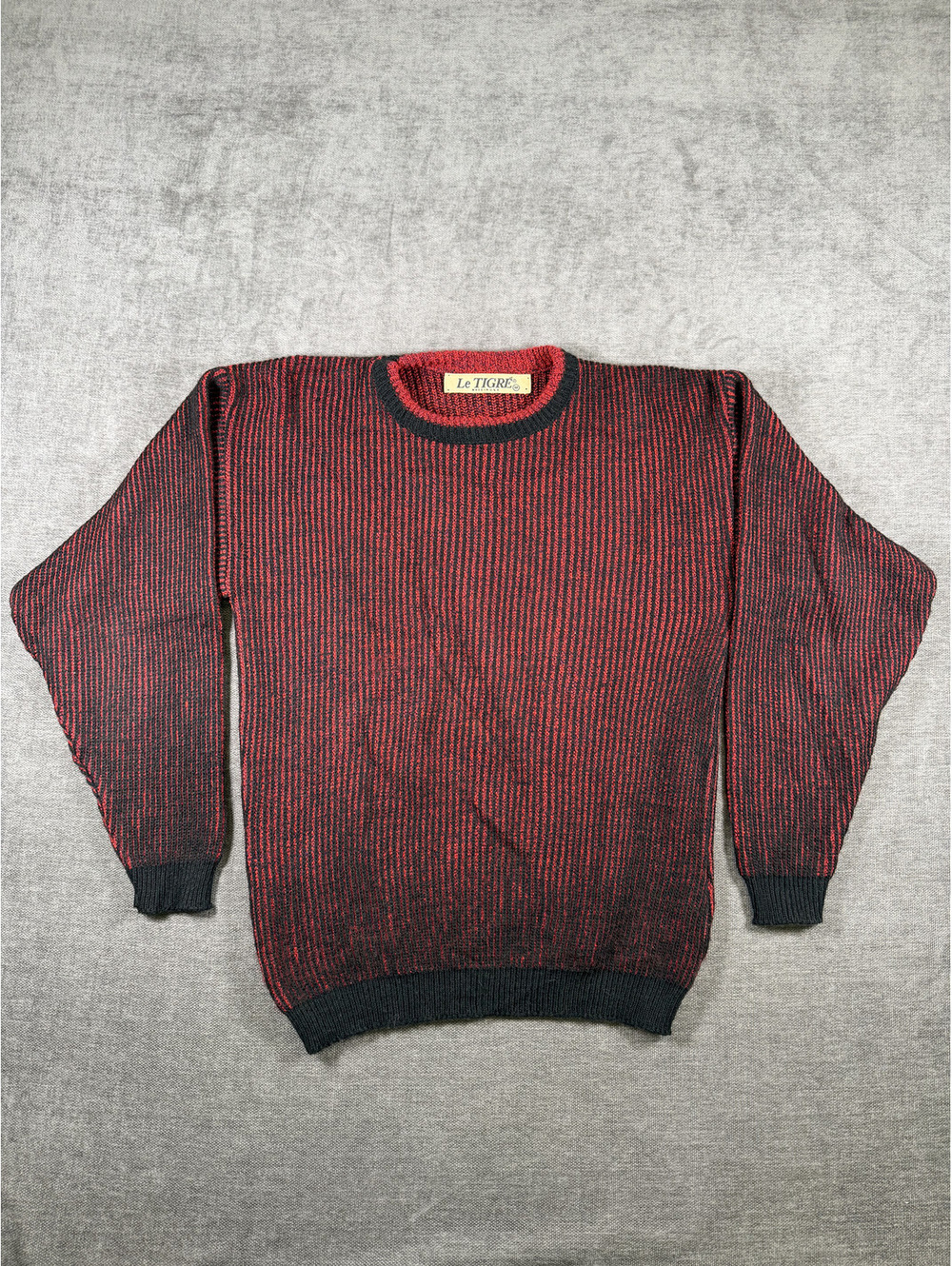 Le Tigre Vintage Medium Red and Black Striped Knit Sweater